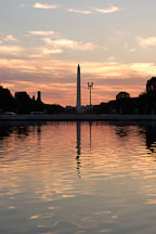 Reflection of the Washington Monument in the Capitol reflecting pool at sunset. Washington, D.C. - Photo #1846