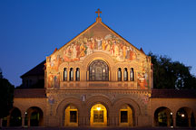 Front of the Stanford Memorial Church at night. - Photo #22246