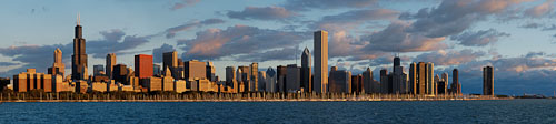 Panorama of the Chicago skyline at dawn. Chicago, Illinois, USA - Photo #10648