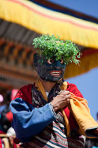 Atsara (clown) collecting donations from the crowd. Thimphu tsechu, Bhutan. - Photo #22605
