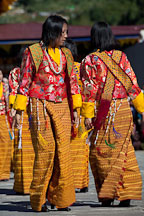 Women folk dancers. Thimphu tsechu, Bhutan. - Photo #22705