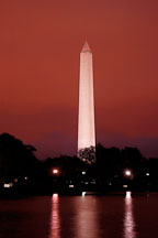 Washington Monument at night with a red sky. Washington, D.C., USA. - Photo #10951