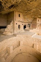 Kiva in front of multi-story rooms. Balcony House, Mesa Verde. - Photo #18752