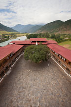 First courtyard of the Punakha Dzong as viewed from the top of the central tower. - Photo #23456