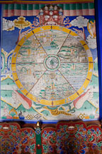 Painting of the Wheel of Life (Sipa Khorlo) at Wangdue Dzong. Wangdue, Bhutan. - Photo #23657