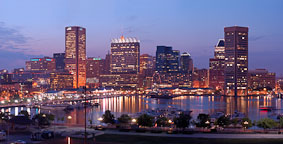 Baltimore's Inner Harbor at dusk. Baltimore, Maryland, USA. - Photo #4058