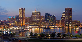Baltimore's Skyline at night. Baltimore, Maryland, USA. - Photo #4059