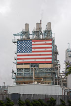 American flag and the ARCO refinery, Carson, California, USA. - Photo #6906