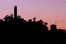 Silhouette of Coit Tower at sunset, San Francisco, California. - Photo #2006