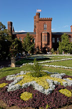 Flower bed and the Smithsonian Castle. Washington, D.C., USA - Photo #11360