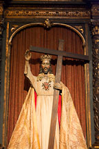 Jesus as king of kings holding cross. Carmel Mission, California. - Photo #26860