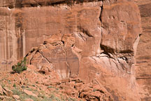 Sandstone rock weathered to look like a face. Canyon del Muerto, Canyon de Chelly NM, Arizona. - Photo #18160