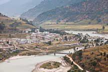 Town of Punakha by the Mo Chhu river. Punakha, Bhutan. - Photo #23260