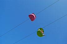 Cable cars viewed from below. Santa Cruz, California, USA. - Photo #7764