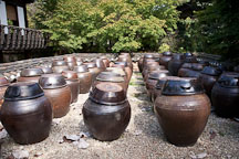 In Korea, soy sauce was traditionally made by allowing the soybeans, mixed with yeast, to ferment outdoors in large urns. - Photo #20564