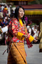 Woman folk dancer from the Royal Academy of Performing Arts. Thimphu tsechu, Bhutan. - Photo #22665