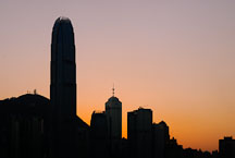 Silhouette of modern skyscrapers during sunset. Hong Kong, China. - Photo #14570