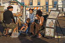 Artist drawing a family portrait. Santa Monica Pier, California, USA. - Photo #8272