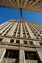 Looking up between the south and north tower of the Wrigley Building. Chicago, Illinois, USA. - Photo #10474
