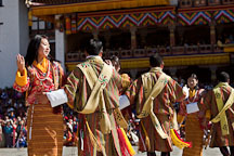 Traditional folk dance. Thimphu tsechu, Bhutan. - Photo #22677