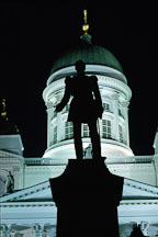 Statue of Tsar Alexander II (1818-1881) by sculptor Walter Runeberg (1894) and Cathedral (Tuomiokirkko). St. Nicholas' Church. Helsinki, Finland.Cathedral. - Photo #408