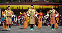 Male folk dancers. Thimphu tsechu, Bhutan. - Photo #22687