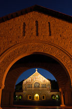 Stanford Memorial Church at night. Stanford University. - Photo #2288