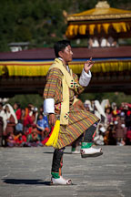 Male folk dancer in traditional clothing. Thimphu tsechu, Bhutan. - Photo #22709