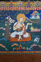 Wall mural of old man in Rinpung dzong. Paro, Bhutan. - Photo #24009