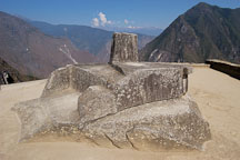 Intihuatana, Hitching Post of the Sun. This stone is believed to be an astronomical clock or calendar. Machu Picchu, Peru. - Photo #10092