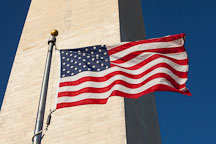 American flag blowing in the wind at the Washington Monument. - Photo #28993