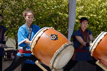 Young women Taiko drummers, Cherry blossom festival. Japantown, San Francisco, California, USA. - Photo #3599