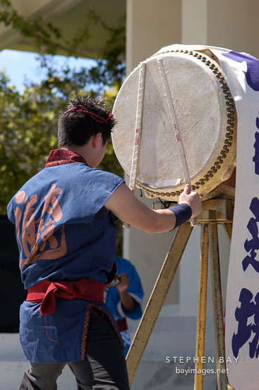 Taiko drummers, Cherry blossom festival. Japantown, San Francisco, California, USA.