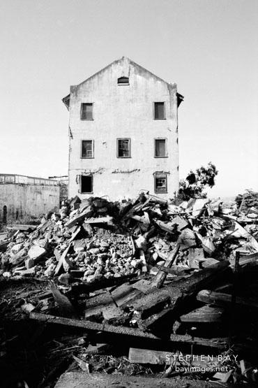 Storehouse and rubble. Alcatraz, San Francisco, California.