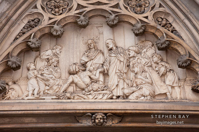 Relief artwork on the walls of Grace Church. New York.