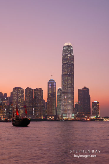 Sunset over Hong Kong. Hong Kong, China.