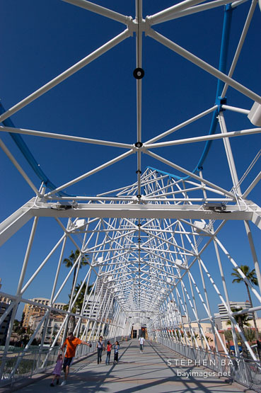 Pedestrian bridge over Shoreline drive. Long Beach, California, USA.
