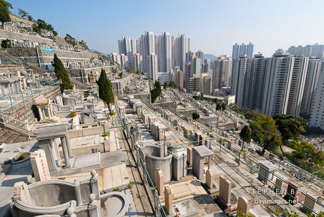The Chinese Permanent Cemetery lies in the hills above Aberdeen. Hong Kong, China.
