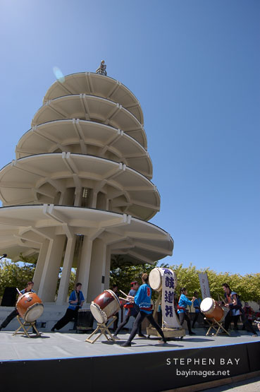 Taiko drummers, Cherry blossom festival. Japantown, San Francisco, California, USA.