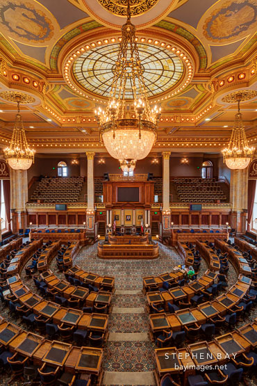 House of Representatives chamber at the Iowa State Capitol. Des Moines, Iowa.