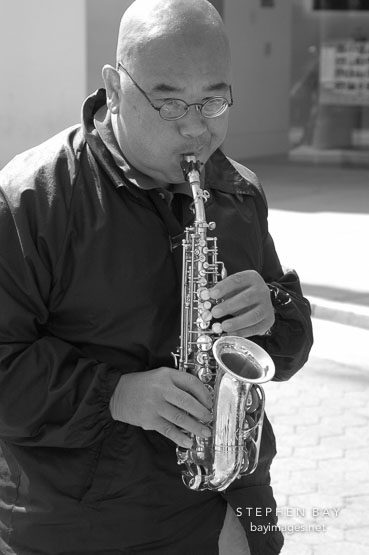 Saxophone player. Santa Monica, California.