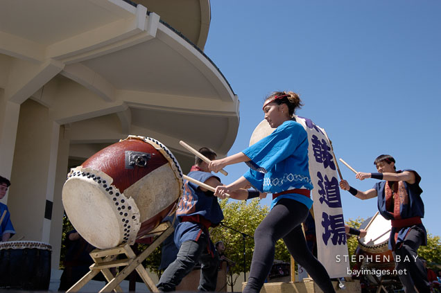 Taiko drummers, Cherry blossom festival. Japantown, San Francisco, California, USA.