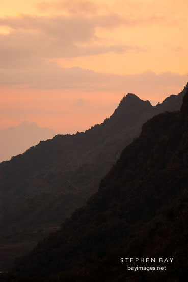 Sunset. Inca trail. Peru.