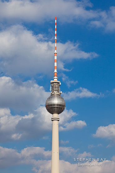 Fernsehturm, a television tower, in the center of Berlin, Germany.