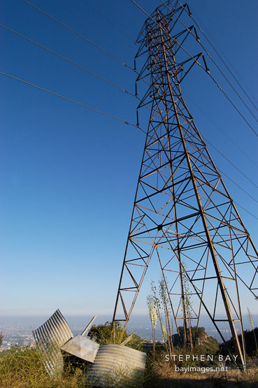 Electricity tower. Runyon Canyon Park, Los Angeles, California, USA.