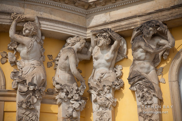 Caryatid architectural supports at Sansoucci. Potsdam, Germany.