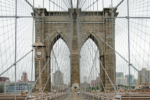 Brooklyn Bridge and suspension cables. New York City, New York, USA.
