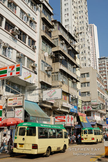 Buses. Aberdeen, Hong Kong, China.