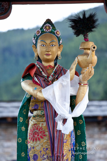 Statue of the goddess Ihamu at the National Memorial Chorten. Thimphu, Bhutan.