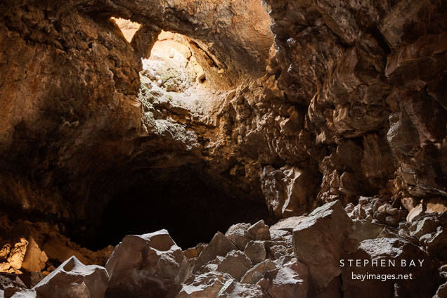 Skylight in Sentinel Cave. Lava Beds NM, California.
